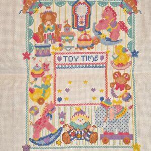 Bucilla Birth Record -Toy TIme- Finished but for personalization
